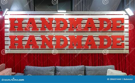 Red Handmade Sign Stock Photo Image Of Commercial Hand 286651444