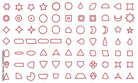 Vector Basic Shape Collection For Your Design Red Linear Polygonal