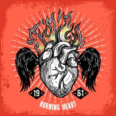 Burning Heart Tattoo Poster 477133 Vector Art at Vecteezy