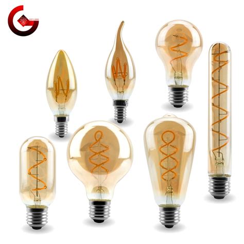 E E Retro Led Spirale Filament Gl Hbirne W Warme Gelb V C A