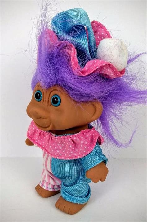 Troll Doll Pastel Clown Girl Blue Eyes Purple Hair Vintage Tnt 1991