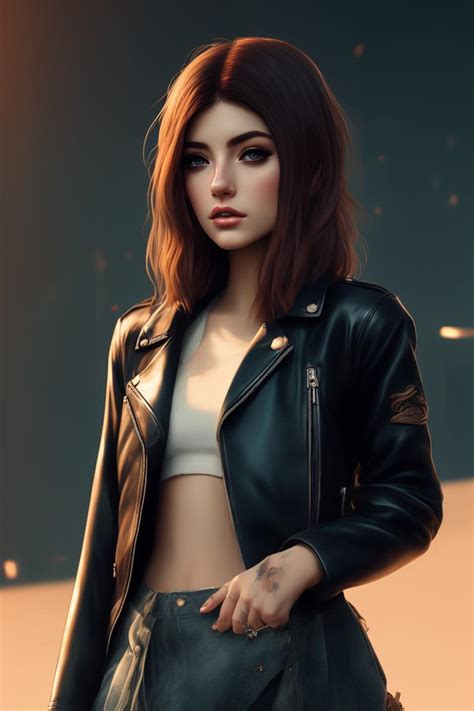 Jaya Hess Chrissy Costanza Wearing A Leather Jacket With A Crop Top