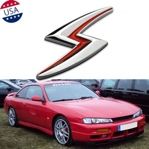 JDM Nissan S15 Silvia Hood Emblem Lighting Bolt Red Chrome 65892 92F10