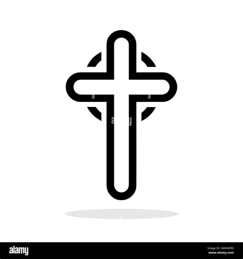 Christian Cross Icon Black Religious Cross Symbol Isolated On White Background Vector