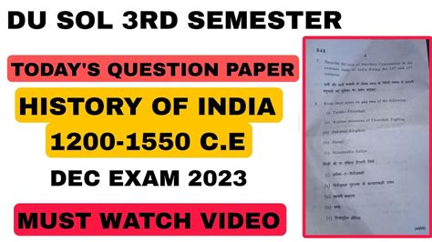 History Of India Rd Semester Dec Latest Question Paper