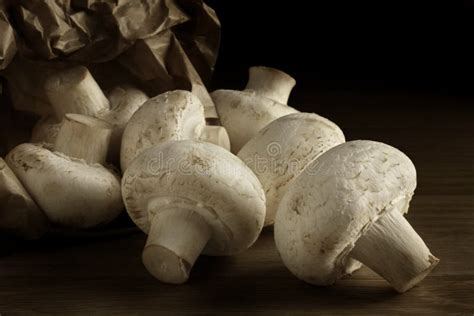 Mushrooms Spilling From Paper Bag Stock Photo Image Of Fungi