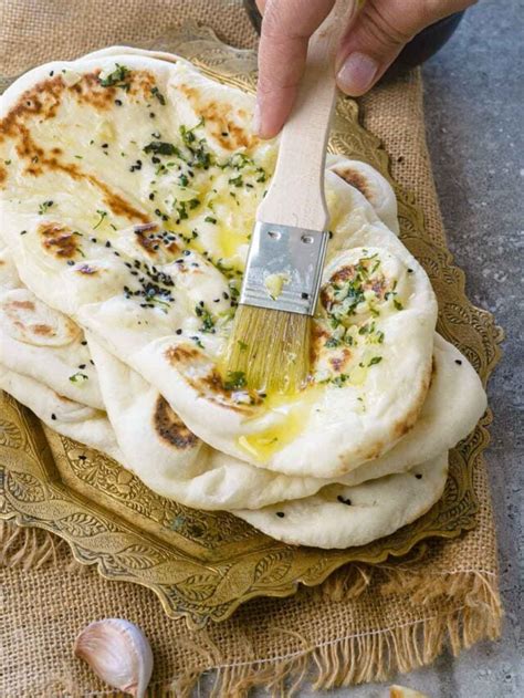 Butter Garlic Naan Indian Flat Bread Yellowthyme