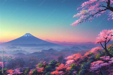 Japan anime scenery wallpaper featuring beautiful pink cherry trees and ...