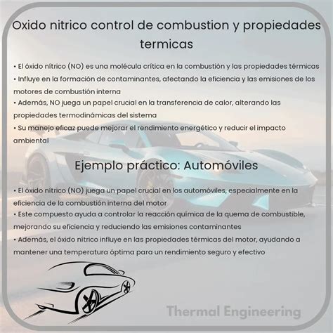 Óxido Nítrico Control de Combustión y Propiedades Térmicas