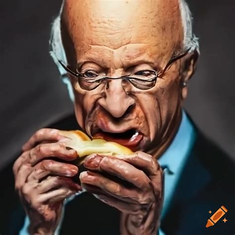 Klaus Schwab Eating A Bug Sandwich On Craiyon