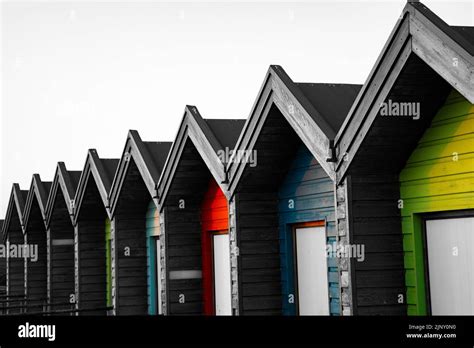 Blyth Beach Huts, Northumberland Stock Photo - Alamy