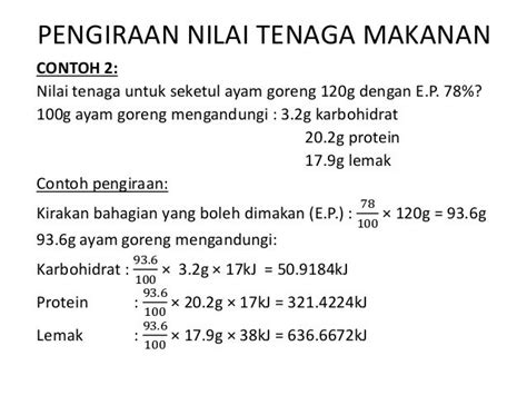 Formula Pengiraan Nilai Kalori Makanan Cara Mengira Nilai Kalori