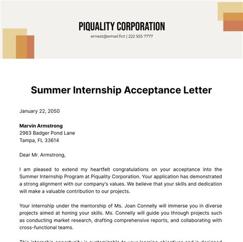 Acceptance Letter For Internship From Company Infoupdate Org