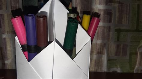 Diy Pen Stand Made By Swastika Origami Paper Crafts Youtube