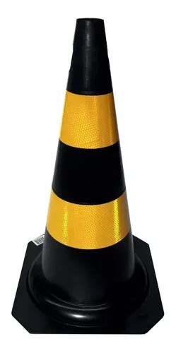 Cone Flexível 50cm Preto Faixa Refletiva Amarela Kteli MercadoLivre