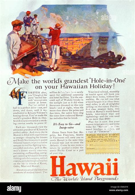 C.1927 Hawaii, Oahu, Tourist Bureau Advertisement, Female Golfer Hits ...