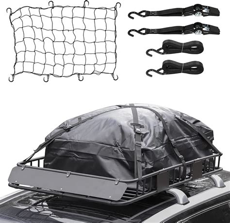 1Autodepot Roof Rack 54" x 34" Rooftop Basket Cargo Carrier with Cargo ...