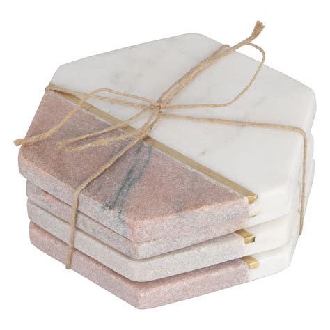 Set Of 4 Blush Marble Coasters