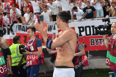 Polands Robert Lewandowski Celebrates Supporters After Editorial Stock