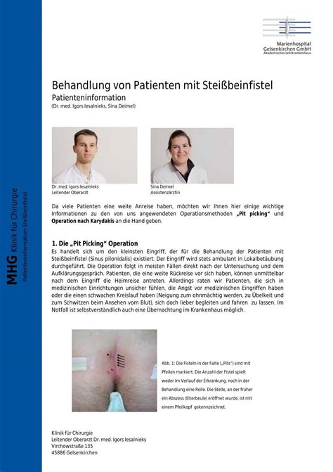 Behandlung von Patienten mit Steißbeinfistel St Augustinus