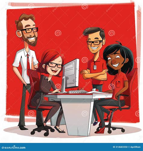 Office Teamwork In Cartoon Style Stock Illustration Illustration Of