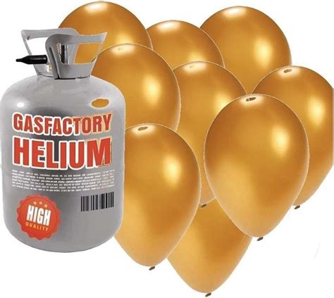 Helium Tank Met 30 Gouden Ballonnen Goudkleurig Heliumgas Met