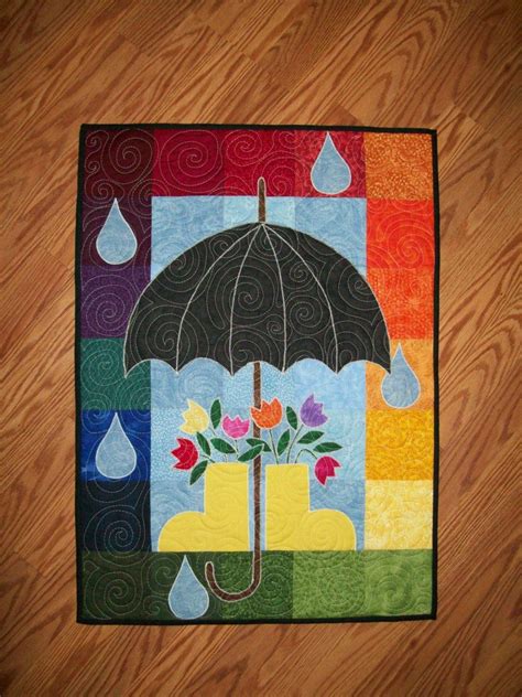 April Showers Quilted Wall Hanging Etsy Quilted Wall Hangings Summer Quilts Wall Hanging