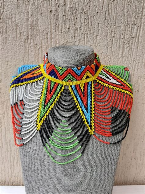 African Wedding Necklace Zulu Necklace Beaded Shawl Etsy