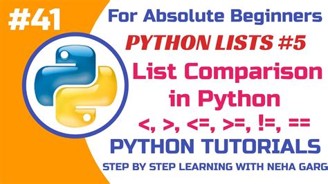 List Comparison In Python Relational Operators List Part 5