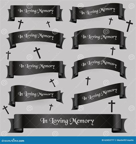 Black Funeral Ribbon Banners Stock Vector Illustration Of Black Gray