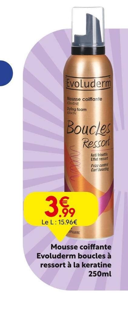 Promo Evoluderm Mousse Coiffante Boucles Ressort La Keratine Ml