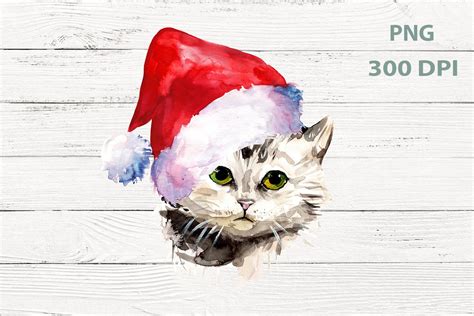 Christmas Cat Watercolor Sublimation Graphic By Sereginadoch