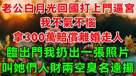 老公白月光回國打上門逼宮，我不氣不惱，拿300萬賠償離婚走人，臨出門我扔出一張照片，叫她們人財兩空臭名遠揚 蝴蝶家庭說 為人處世 生活