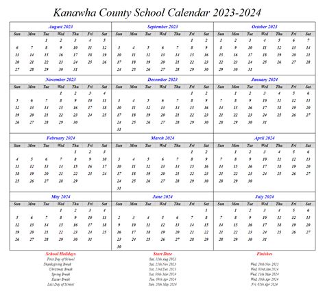 Kanawha County Schools Calendar - Lesli Noellyn