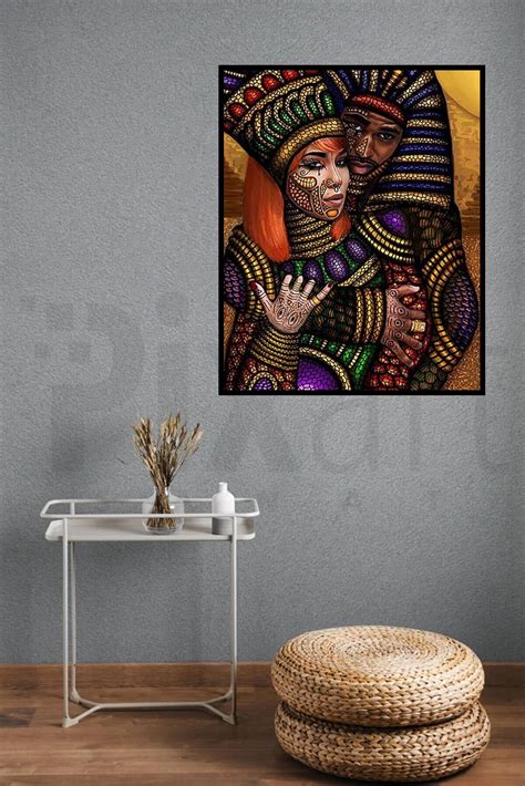 Afrikalı Çift 30x40 PixArt Sanat Elmas Mozaik Tablo Diamond Türkiye