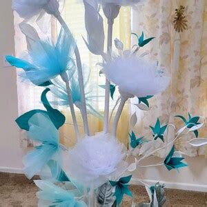 Oversized Turquoise Flower Installation/ /parties/wedding Floral Decor/retail Window Floral ...