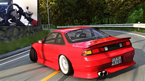 Drifting Nissan Silvia S14 In Akina Assetto Corsa Steering Wheel Shifter Gameplay Youtube