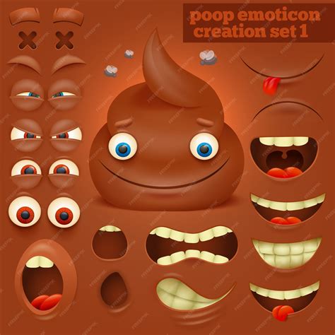 Premium Vector | Creation set of cartoon poo emoticon character.