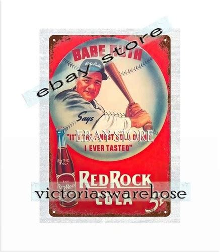 Soda Pop Red Rock Cola Babe Ruth Metal Tin Sign Office Designs Dorm Room EBay