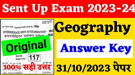 31 October 12th Geography Sent Up Exam Answer Key 2023 Sent Up Exam