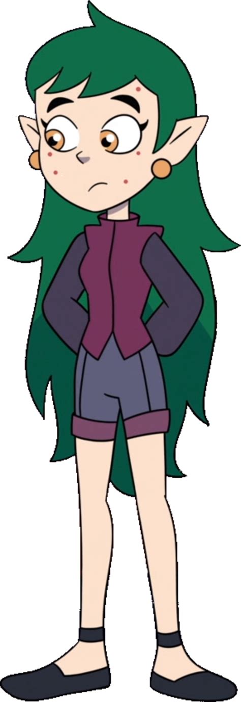 A Cartoon Character With Green Hair Wearing Shorts And A Purple Shirt Standing In Front Of A