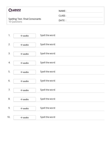 Consonants Worksheets For St Grade On Quizizz Free Printable