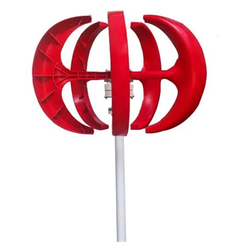 W Mini Red Lantern Type Vertical Axis Wind Turbine For Street Light