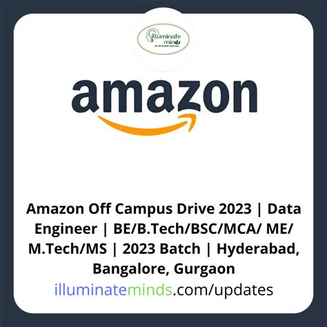 Amazon Off Campus Drive Data Engineer Be B Tech Bsc Mca Me M