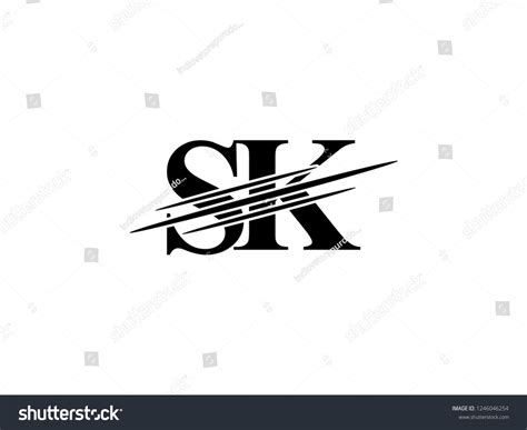 Monogram Logo Letter Sk Sliced Black Vetor Stock Livre De Direitos