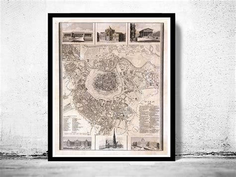 Old Map Of Vienna Wien Austria 1844 Vintage Map Of Vienna Vintage