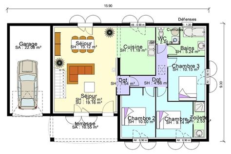 Plan Maison 2 Chambres Plain Pied Avec Garage Idées De Travaux