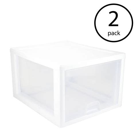 Sterilite 27 Quart Single Box Modular Stacking Storage Drawer Container