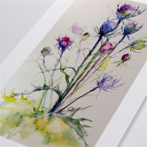 Scottish Thistle Watercolor Print Thistle Art Decor Etsy