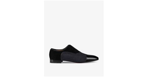 Christian Louboutin Greggo Leather And Fabric Oxford Shoes In Black For